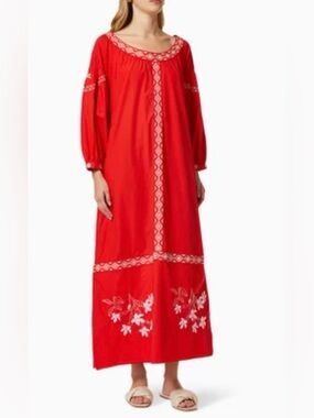❤️JUAN DE DIOS BUGANVILIAS EMBROIDERED MAXI CORTON DRESS NWT❤️